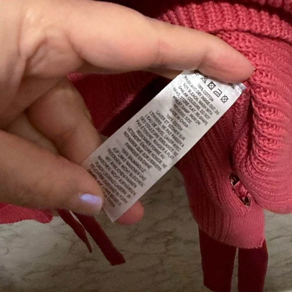 NEW French Connection Pink Knit Sweater Crew Neck Size L